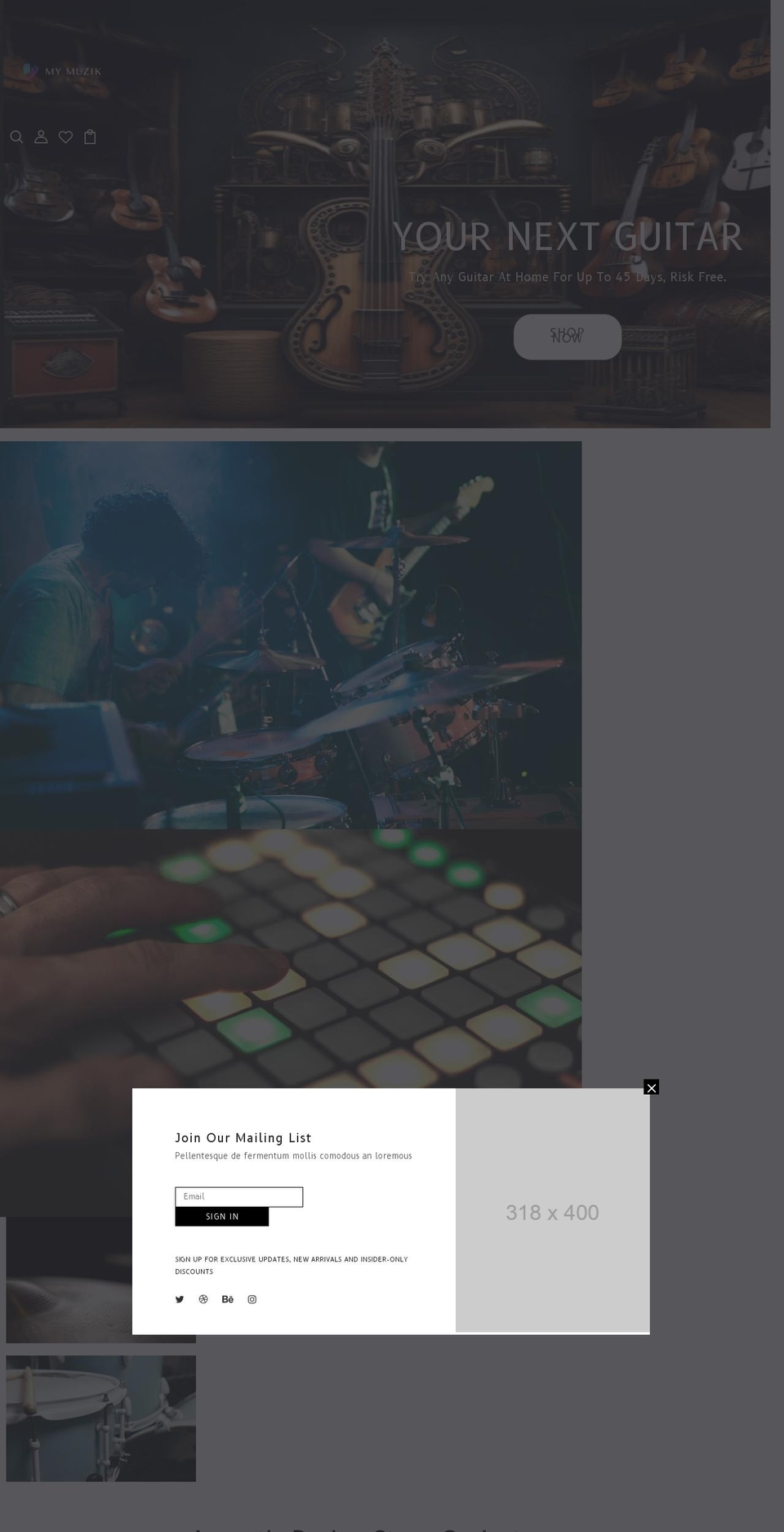 band home Shopify theme site example mymuzik.in