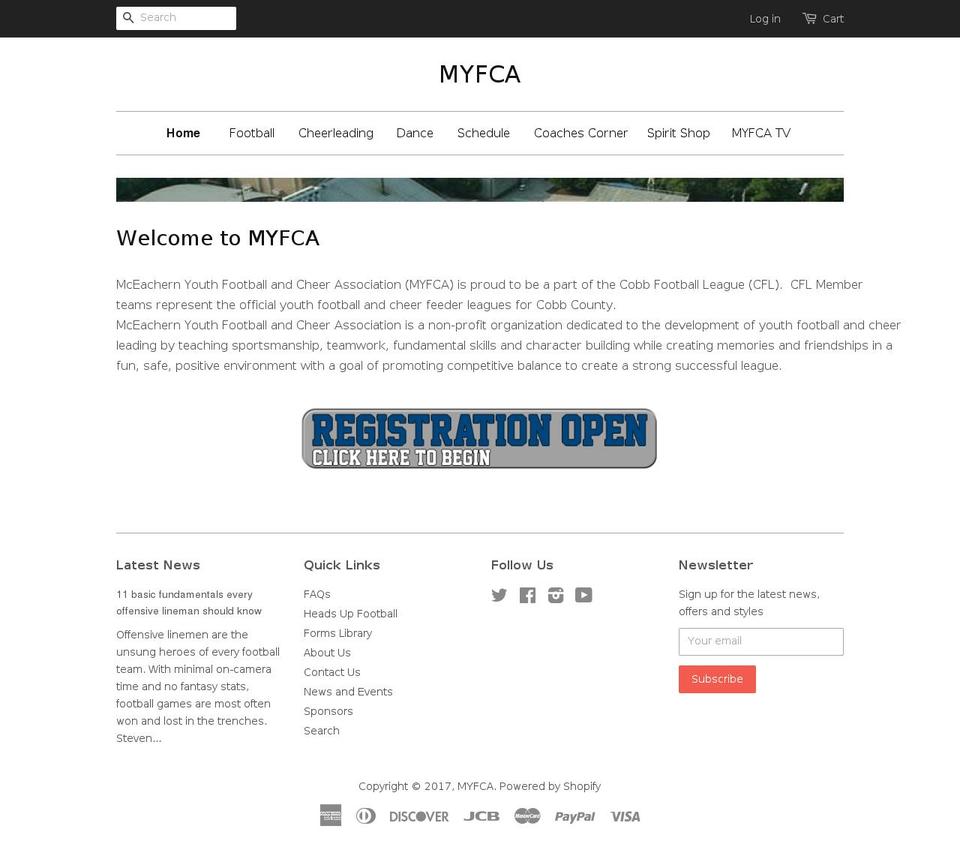 mymyfca.net shopify website screenshot
