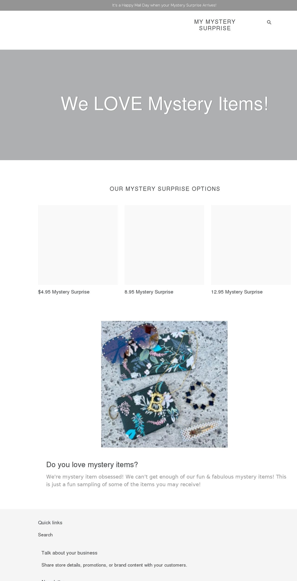 mymysterysurprise.com shopify website screenshot