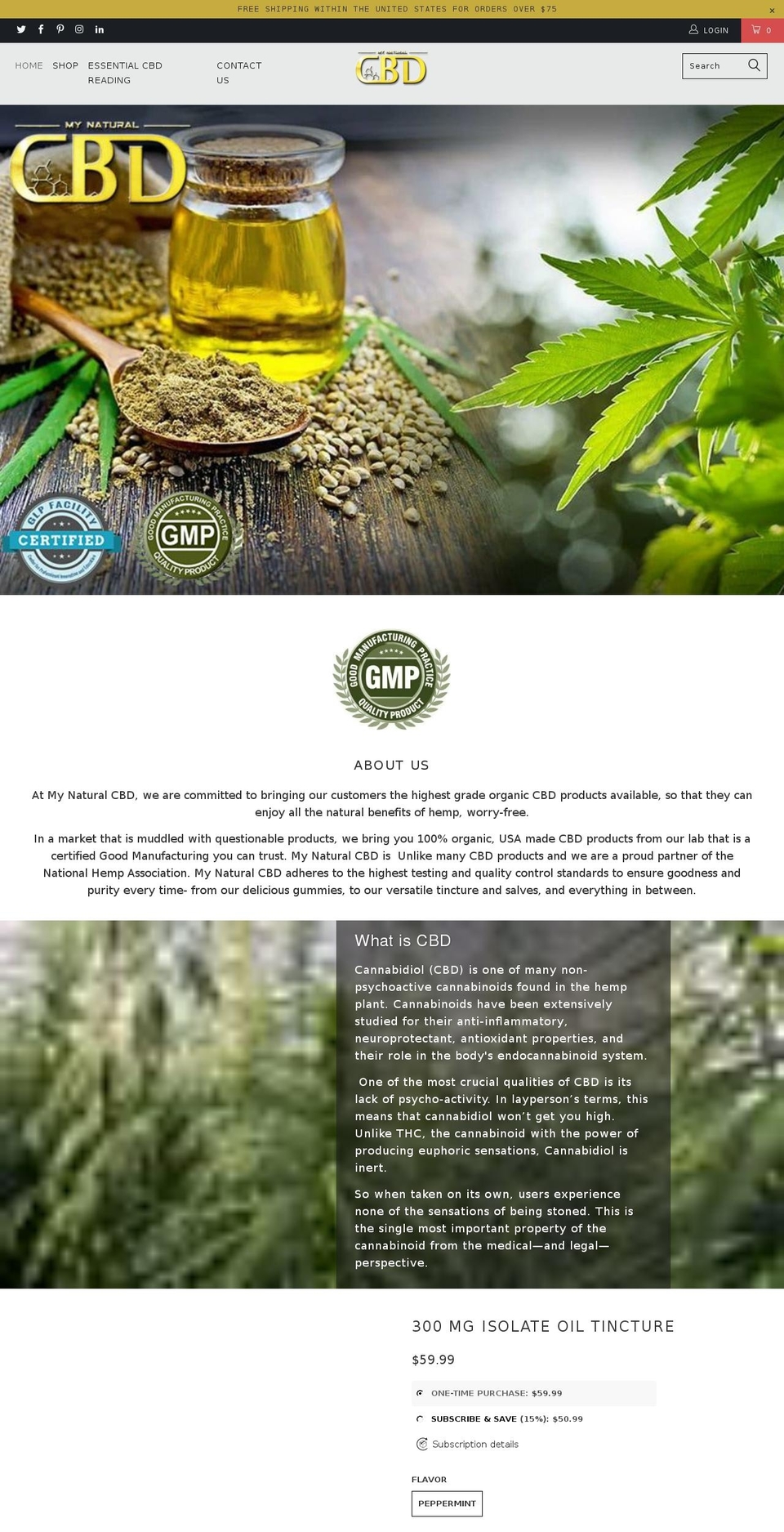 REBRAND Shopify theme site example mynaturalcbd.com