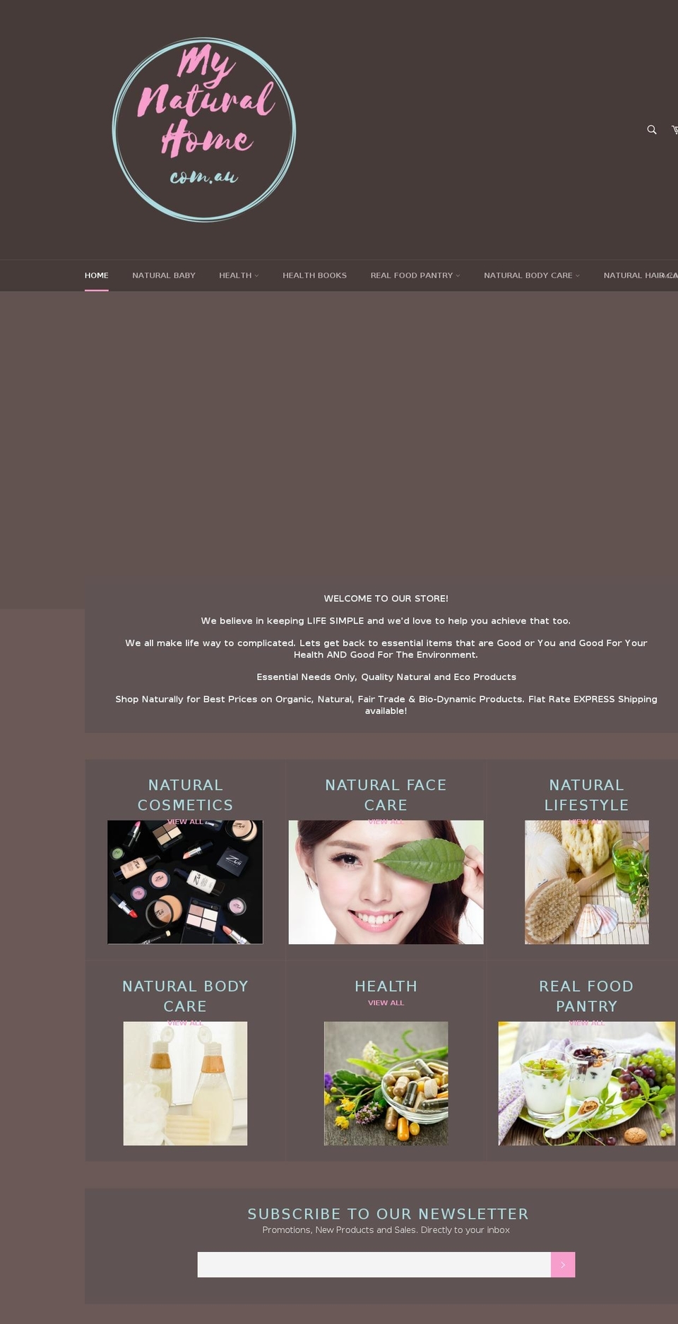 mynaturalhome.com.au shopify website screenshot