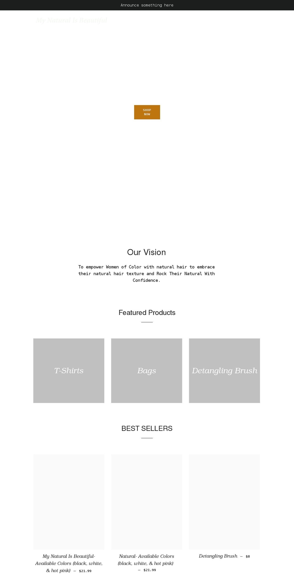 mynaturalisbeautiful.com shopify website screenshot