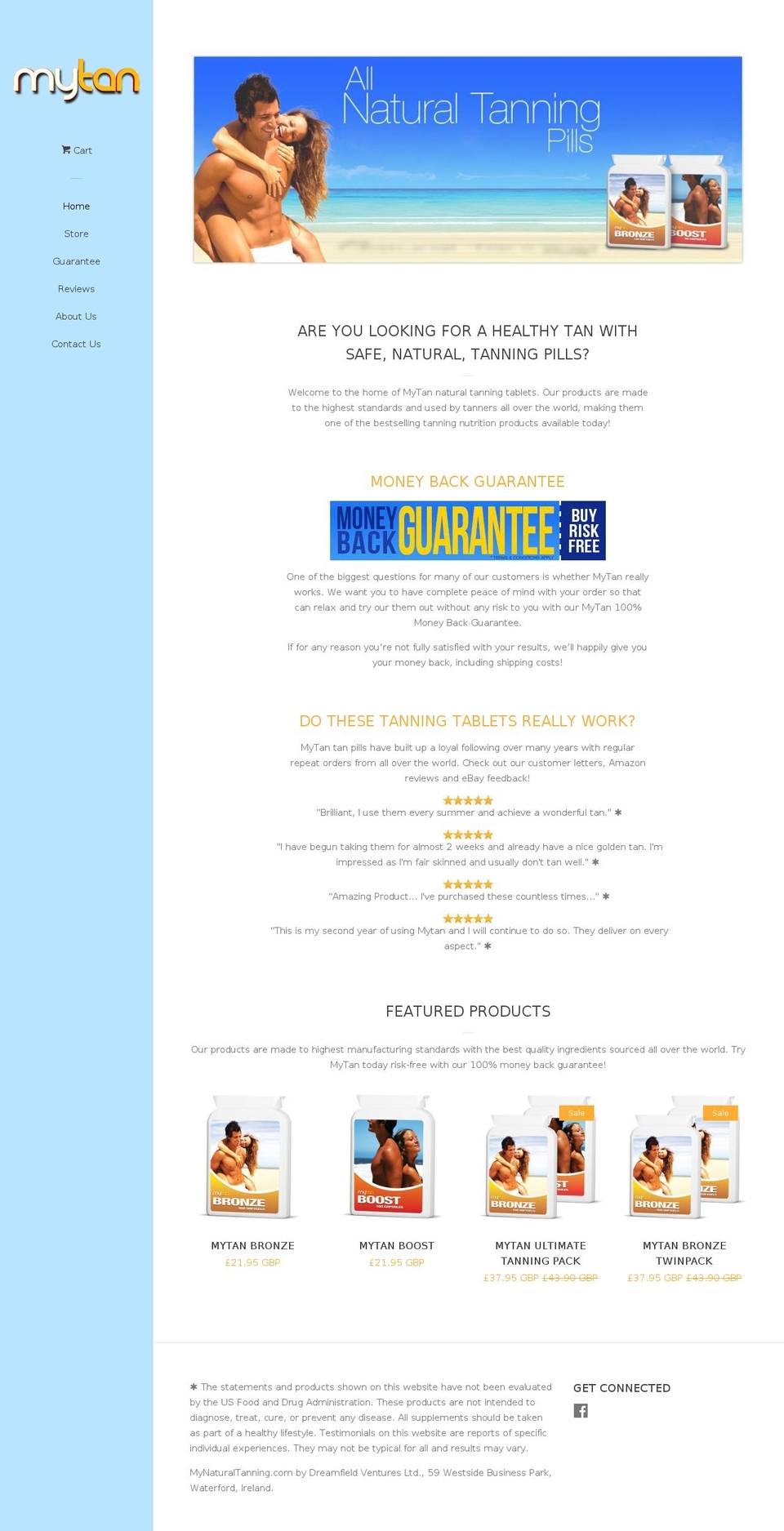 mynaturaltanning.com shopify website screenshot