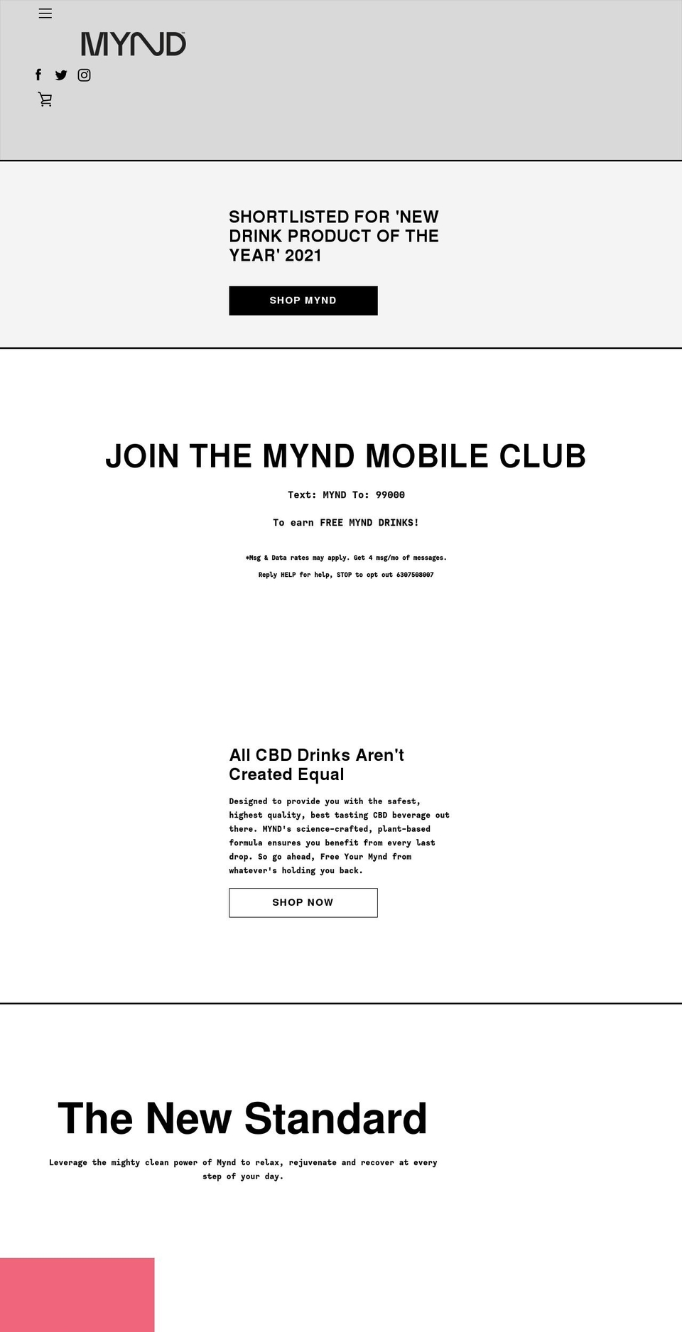 mynd-drinks.myshopify.com shopify website screenshot