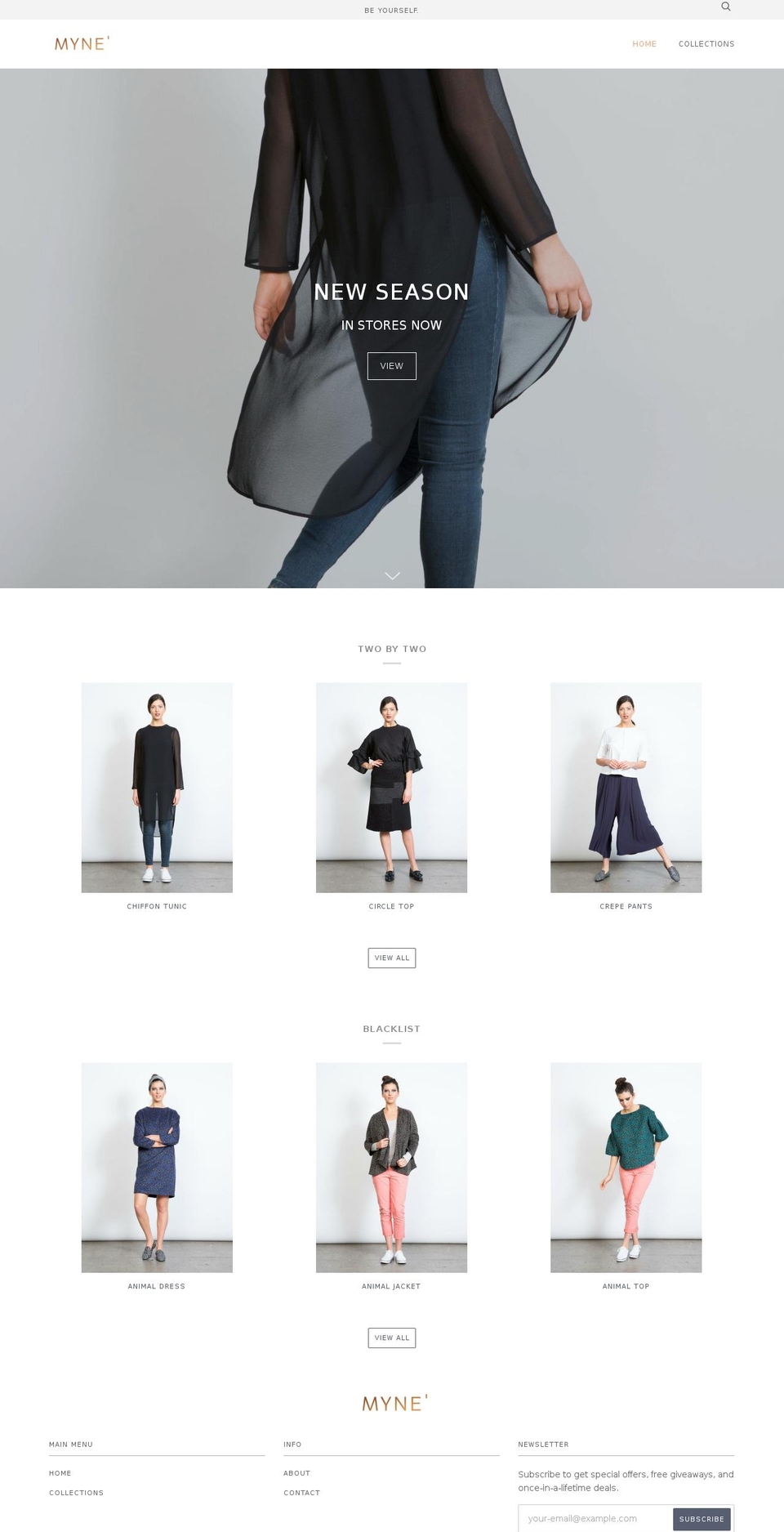 myne.co.nz shopify website screenshot