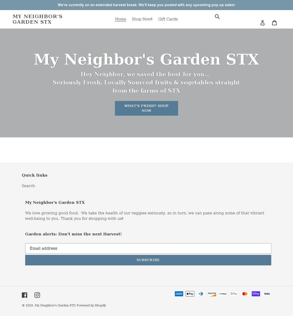 myneighborsgardenstx.com shopify website screenshot