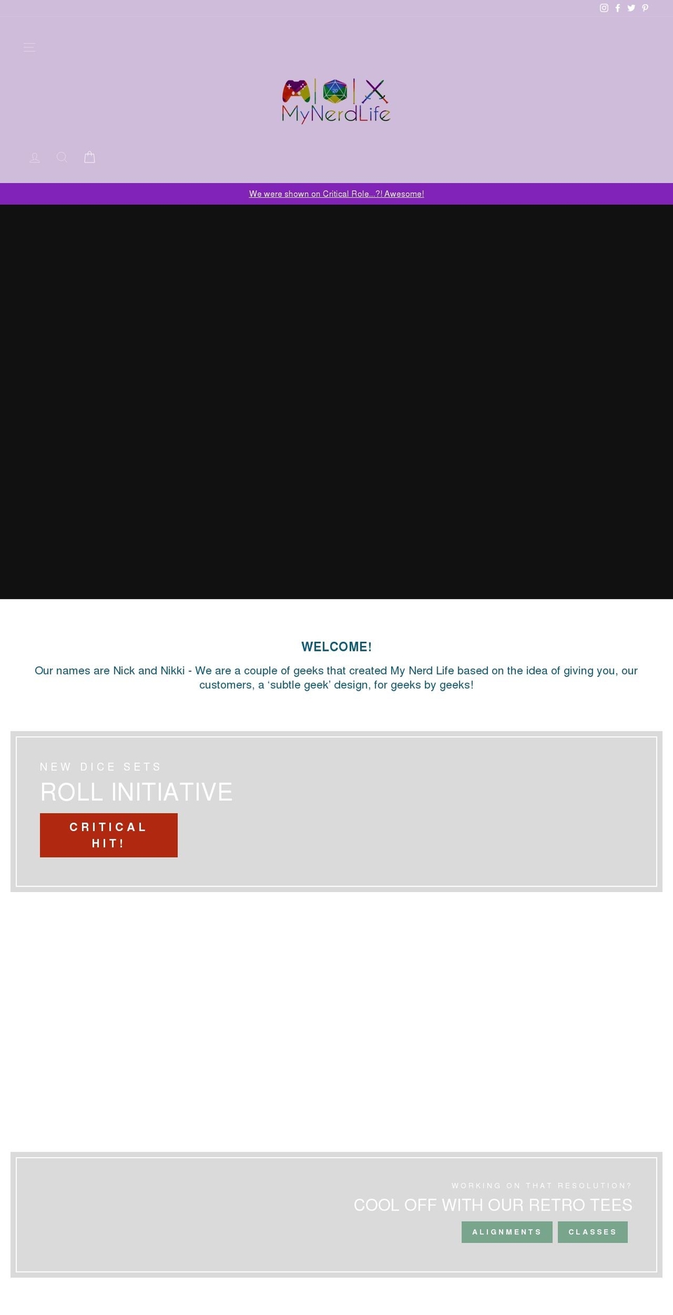 mynerdlife.com shopify website screenshot