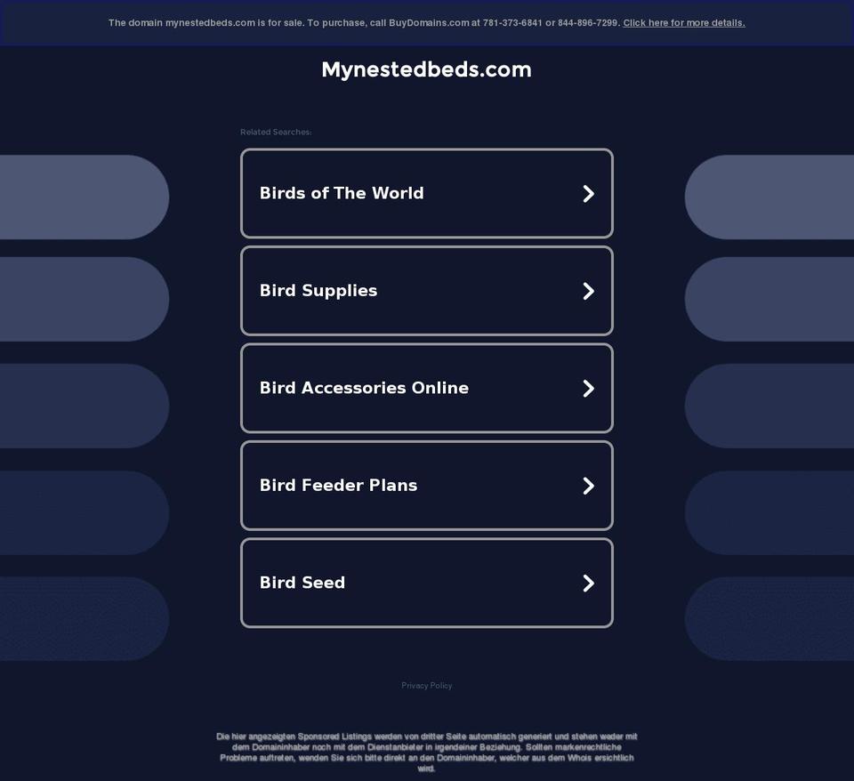 mynestedbeds.com — Shopify storefront screenshot