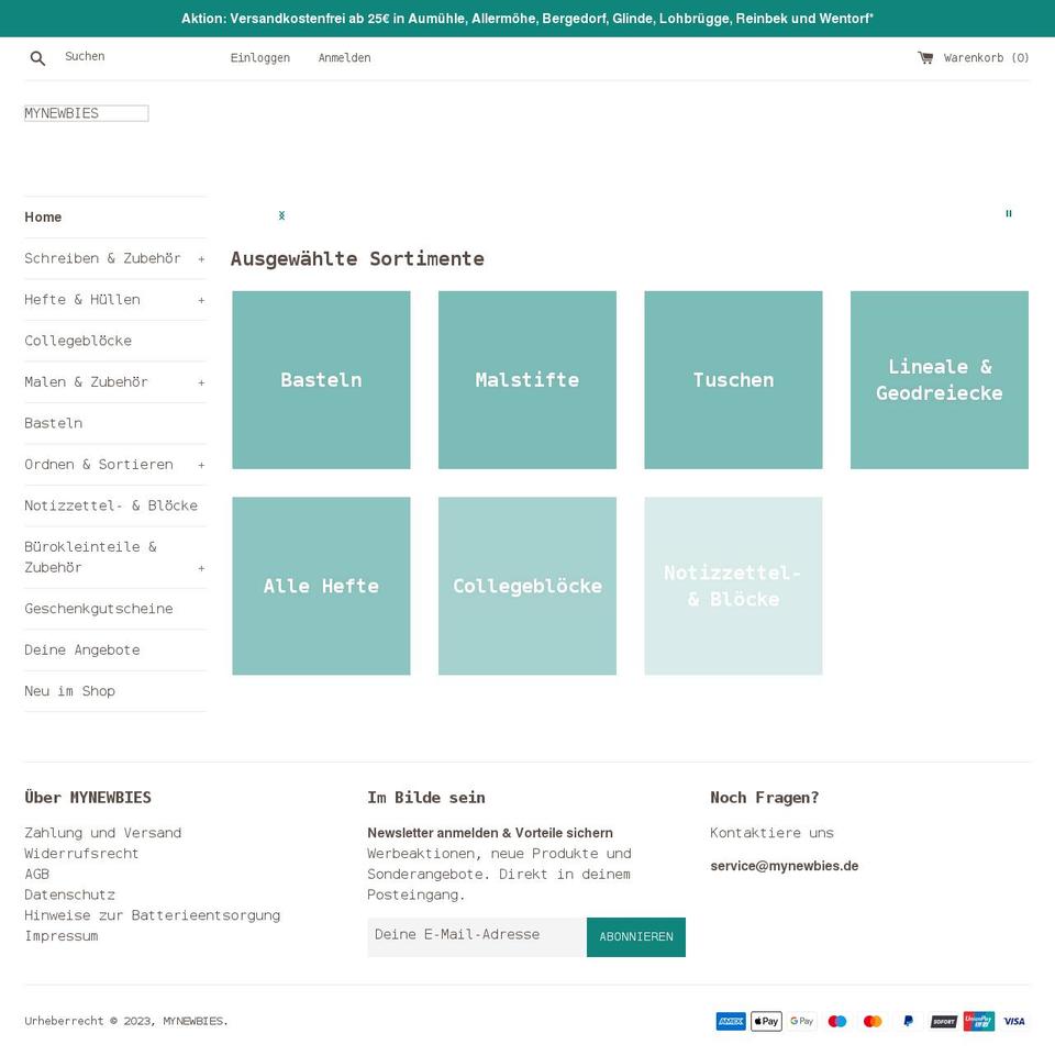 mynewbies.de shopify website screenshot