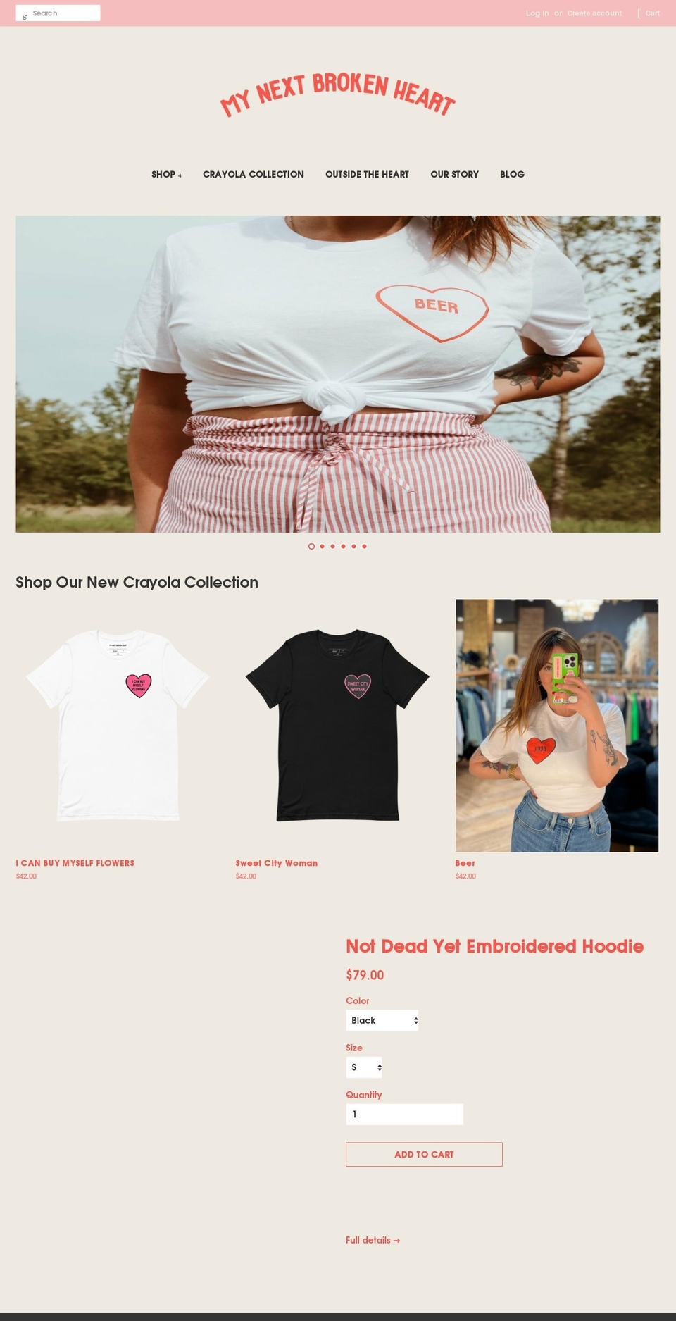 mynextbrokenheart.com shopify website screenshot