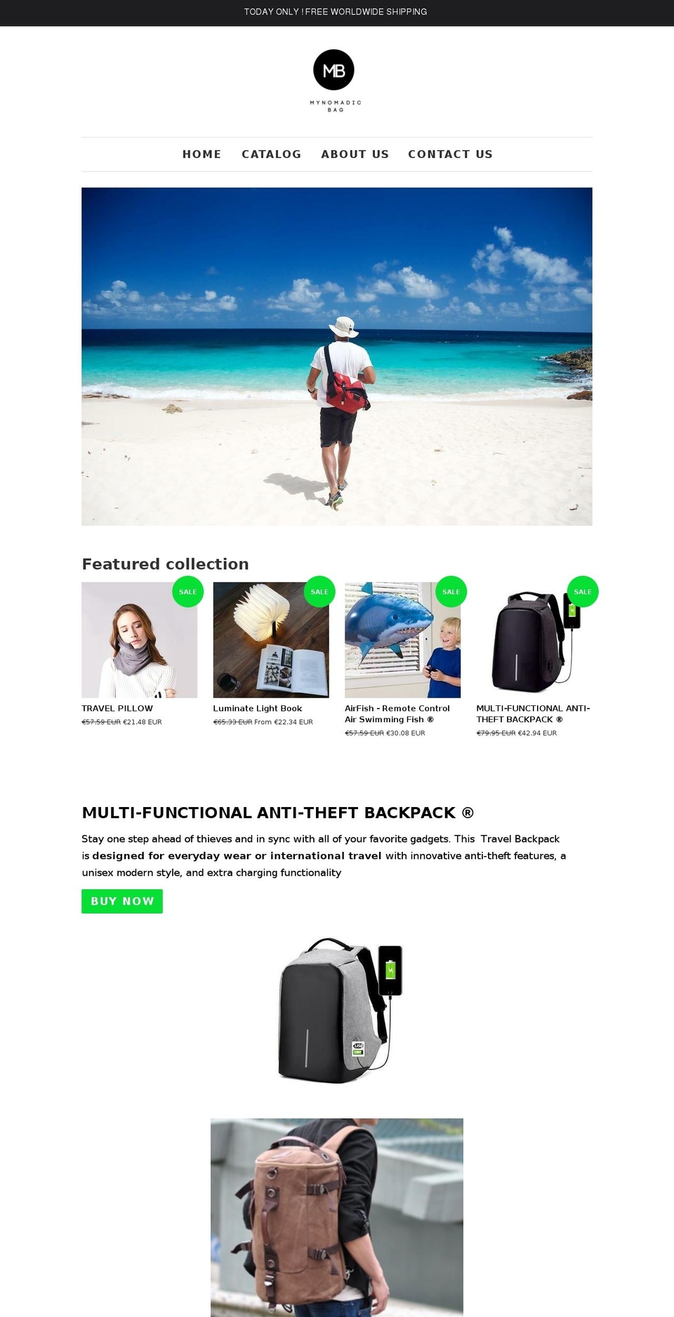 mynomadicbag.com shopify website screenshot