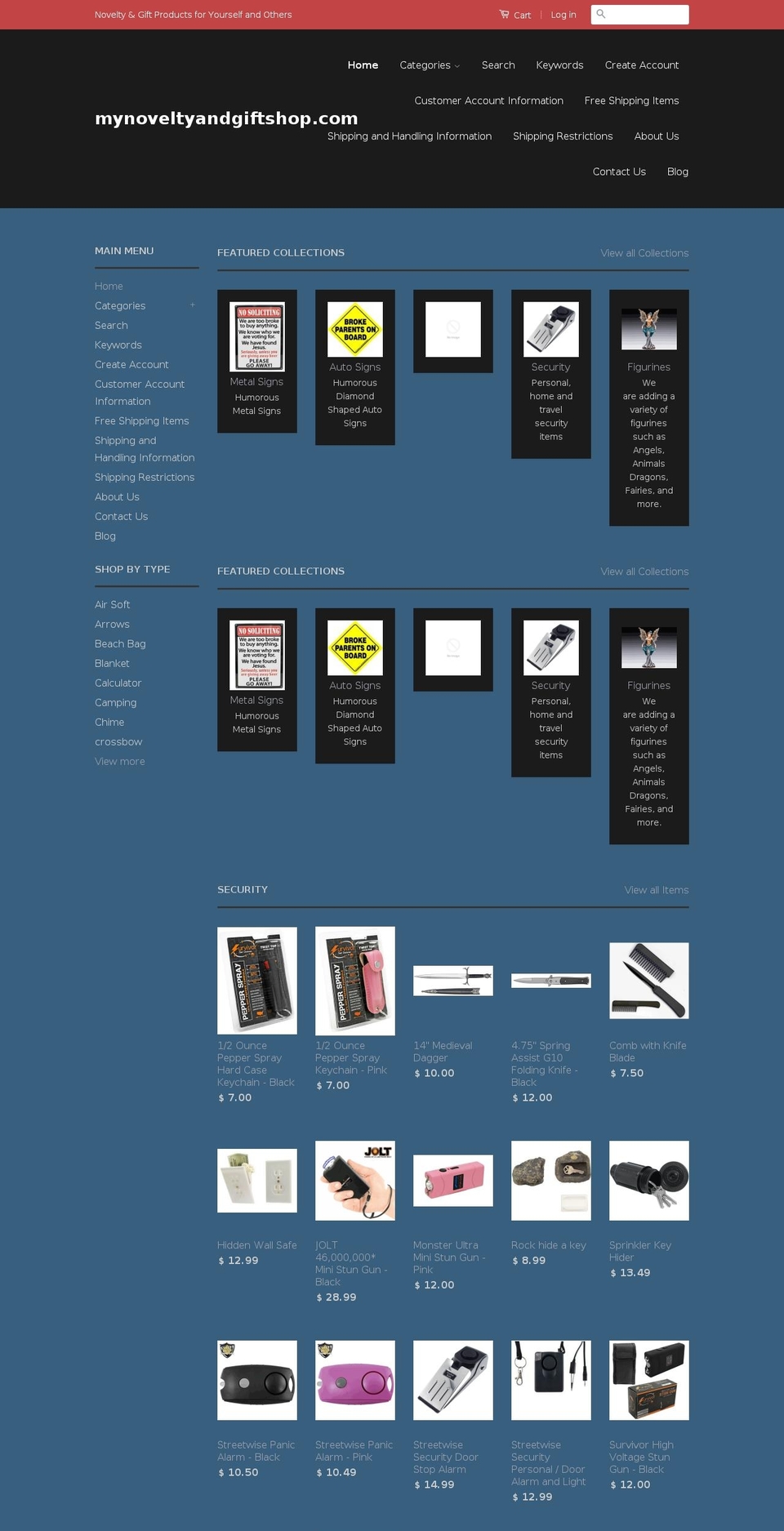 mynoveltyandgiftshop.com shopify website screenshot