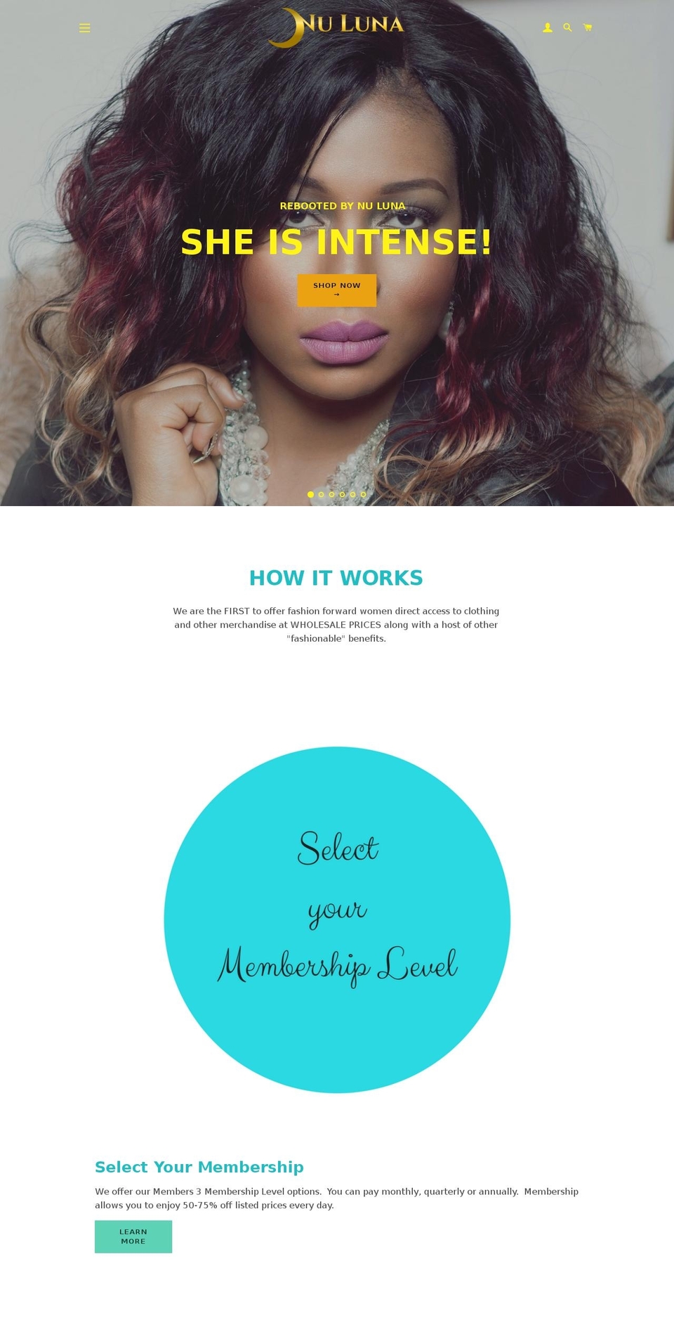 mynuluna.com — Shopify storefront screenshot