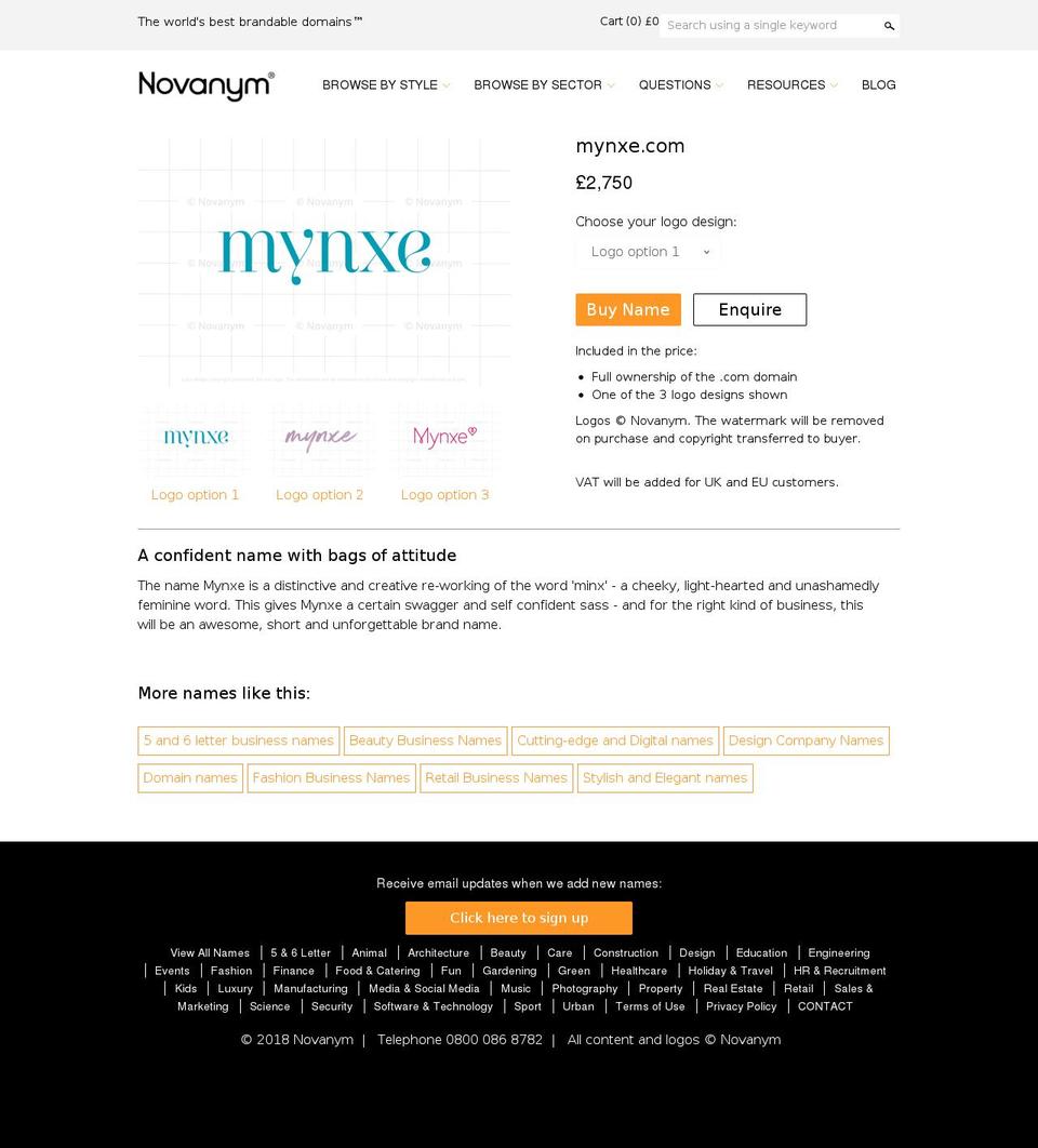 mynxe.com shopify website screenshot