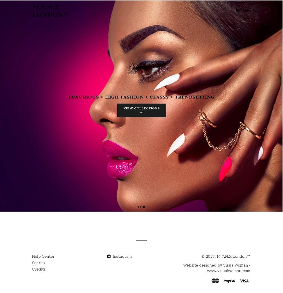 mynxlondon.com shopify website screenshot