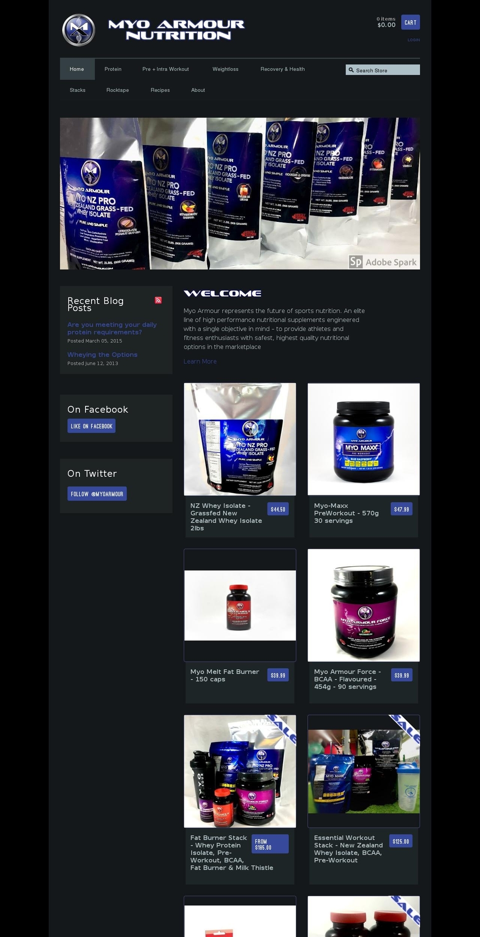 myoarmour.ca shopify website screenshot