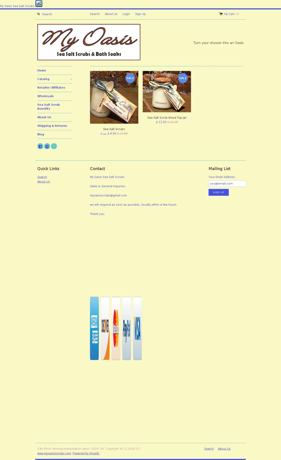 myoasisscrubs.com shopify website screenshot