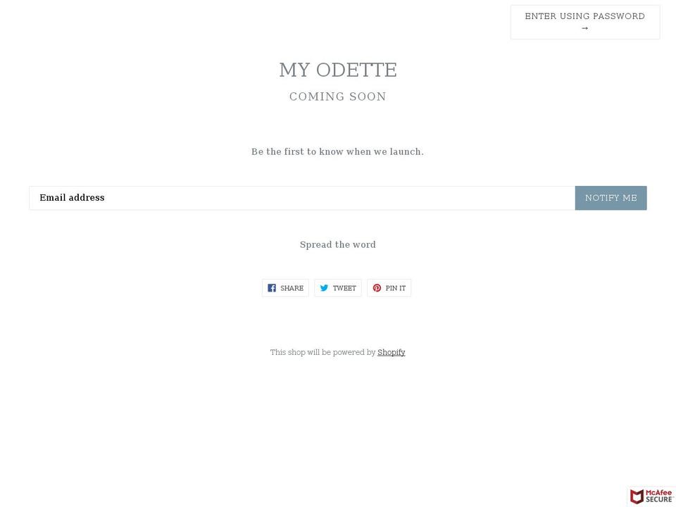myodette.com — Shopify storefront screenshot