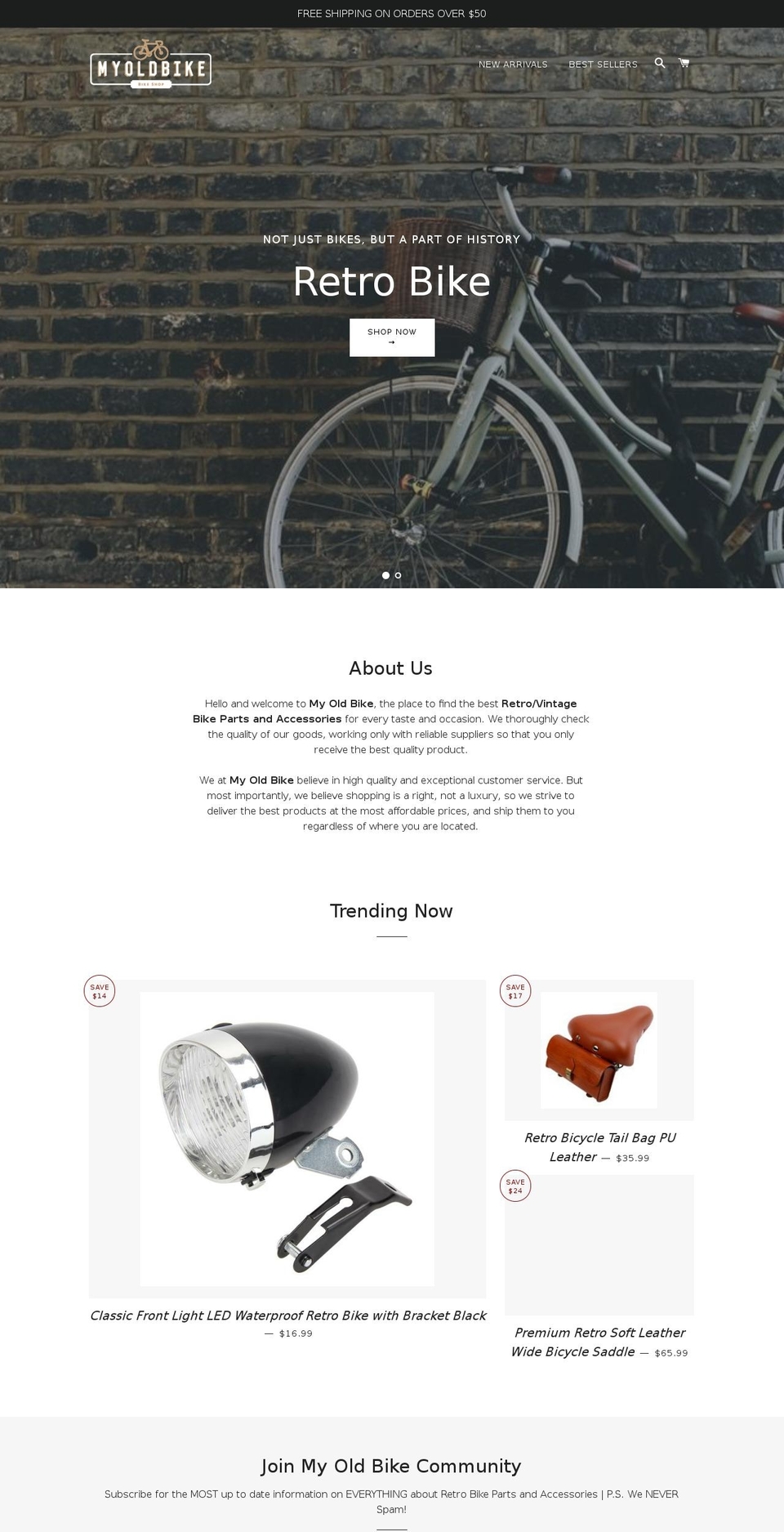 myoldbike.com — Shopify storefront screenshot