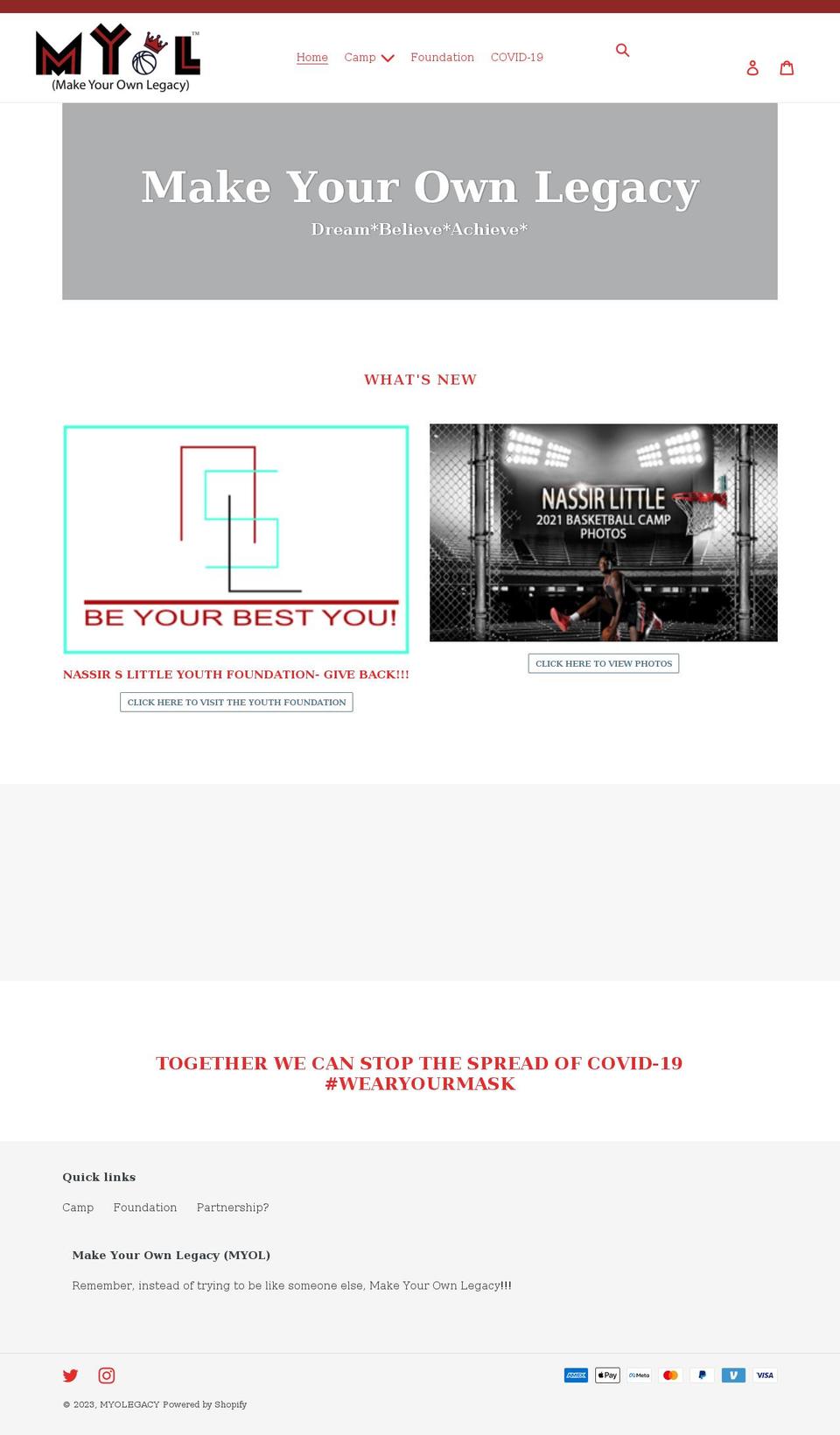myolegacy.com shopify website screenshot