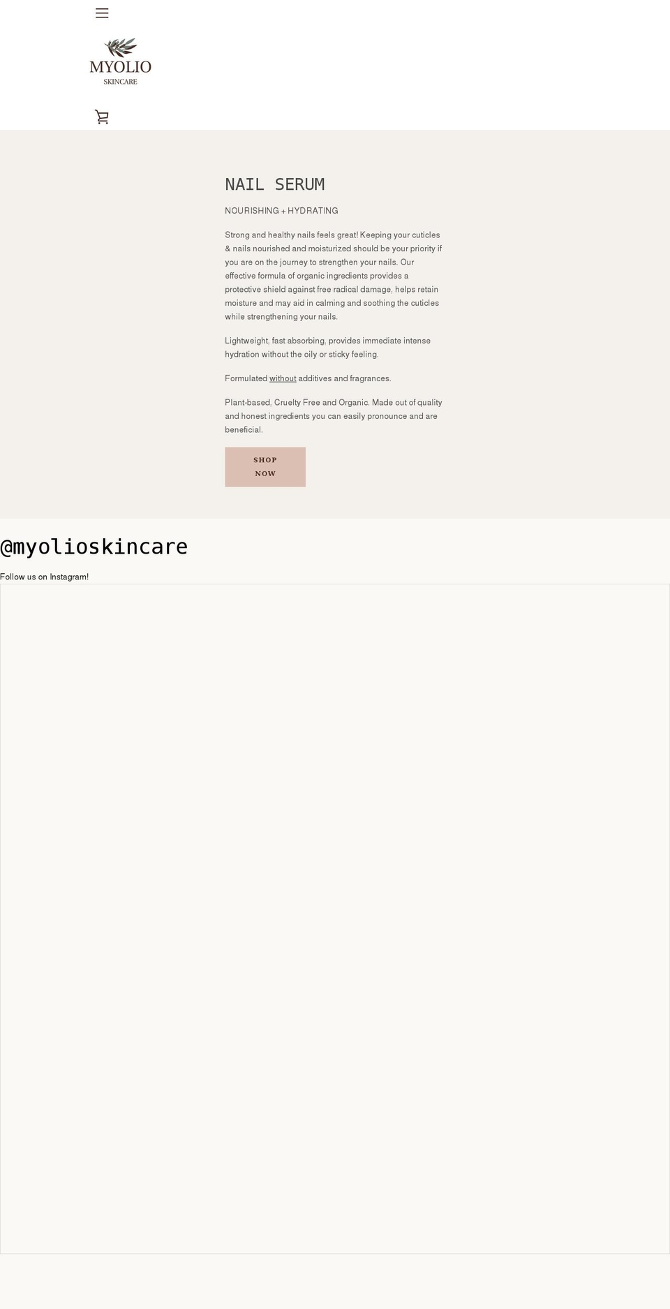 myolioskincare.com shopify website screenshot