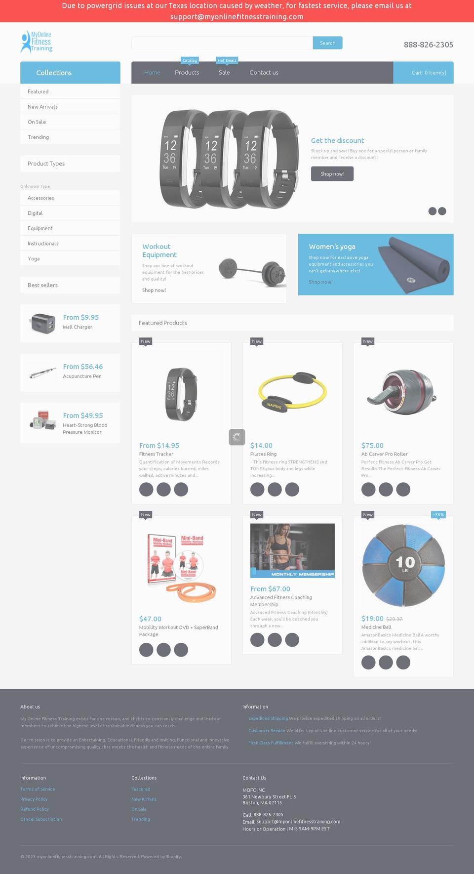 myonlinefitnesstraining.com shopify website screenshot