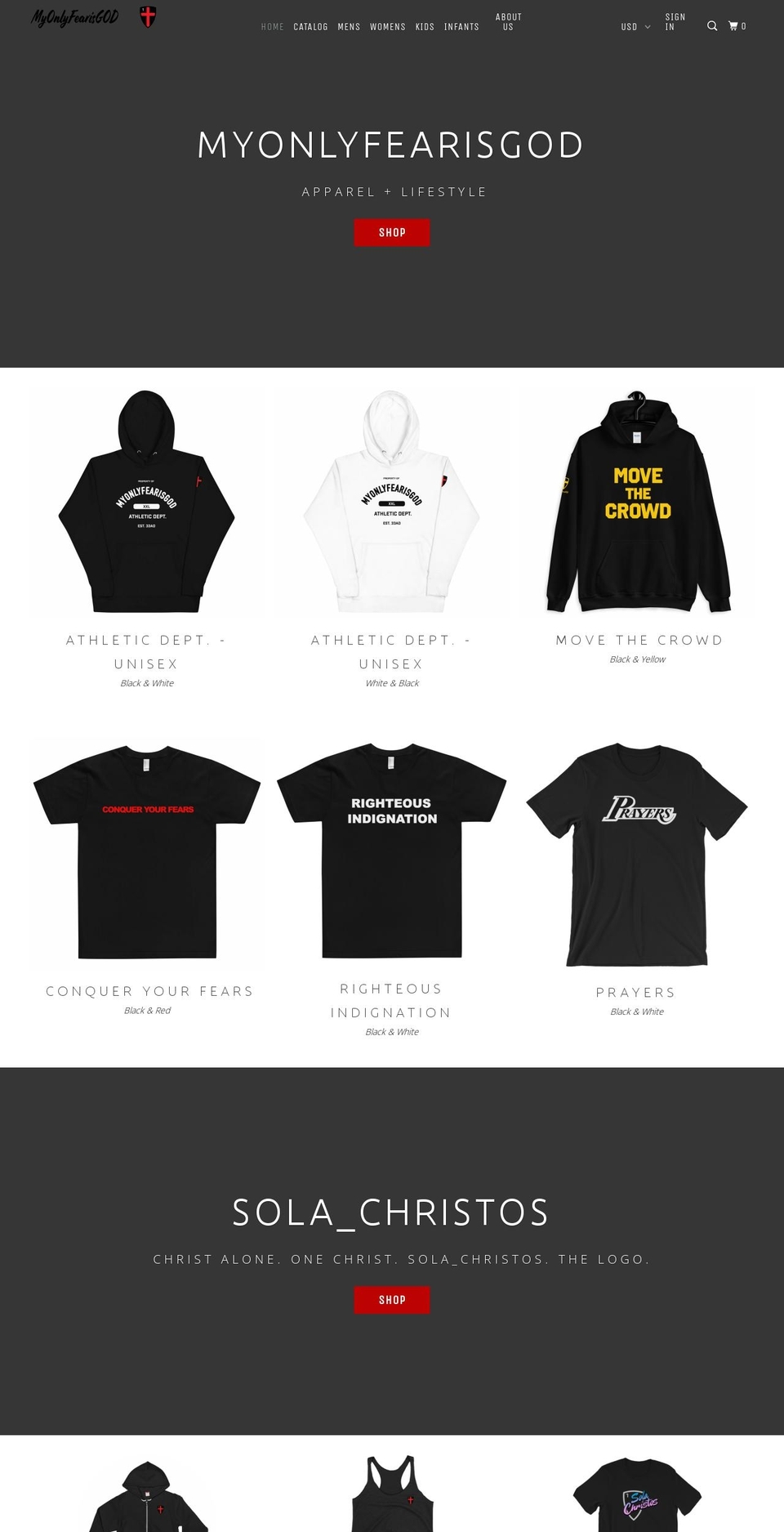 myonlyfearisgod.com — Shopify storefront screenshot
