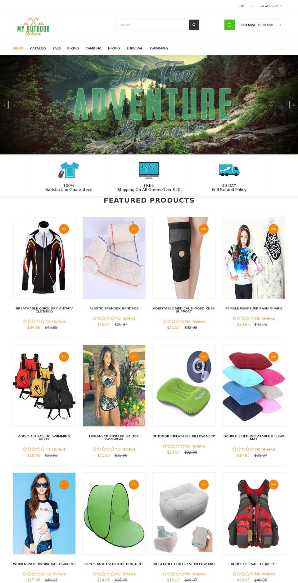 EcomClub Shopify theme site example myoutdooraction.com