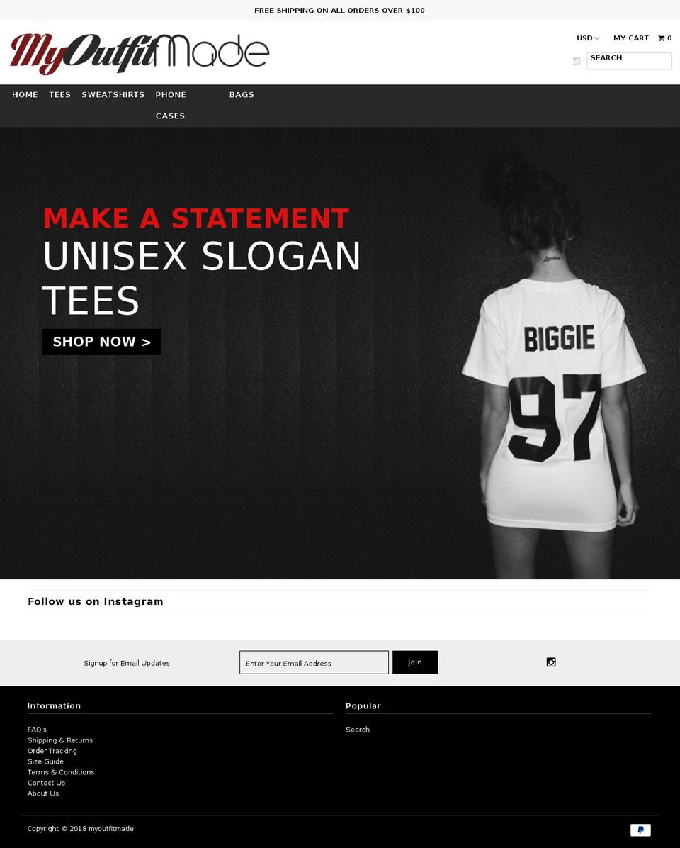 myoutfitmade.com — Shopify storefront screenshot
