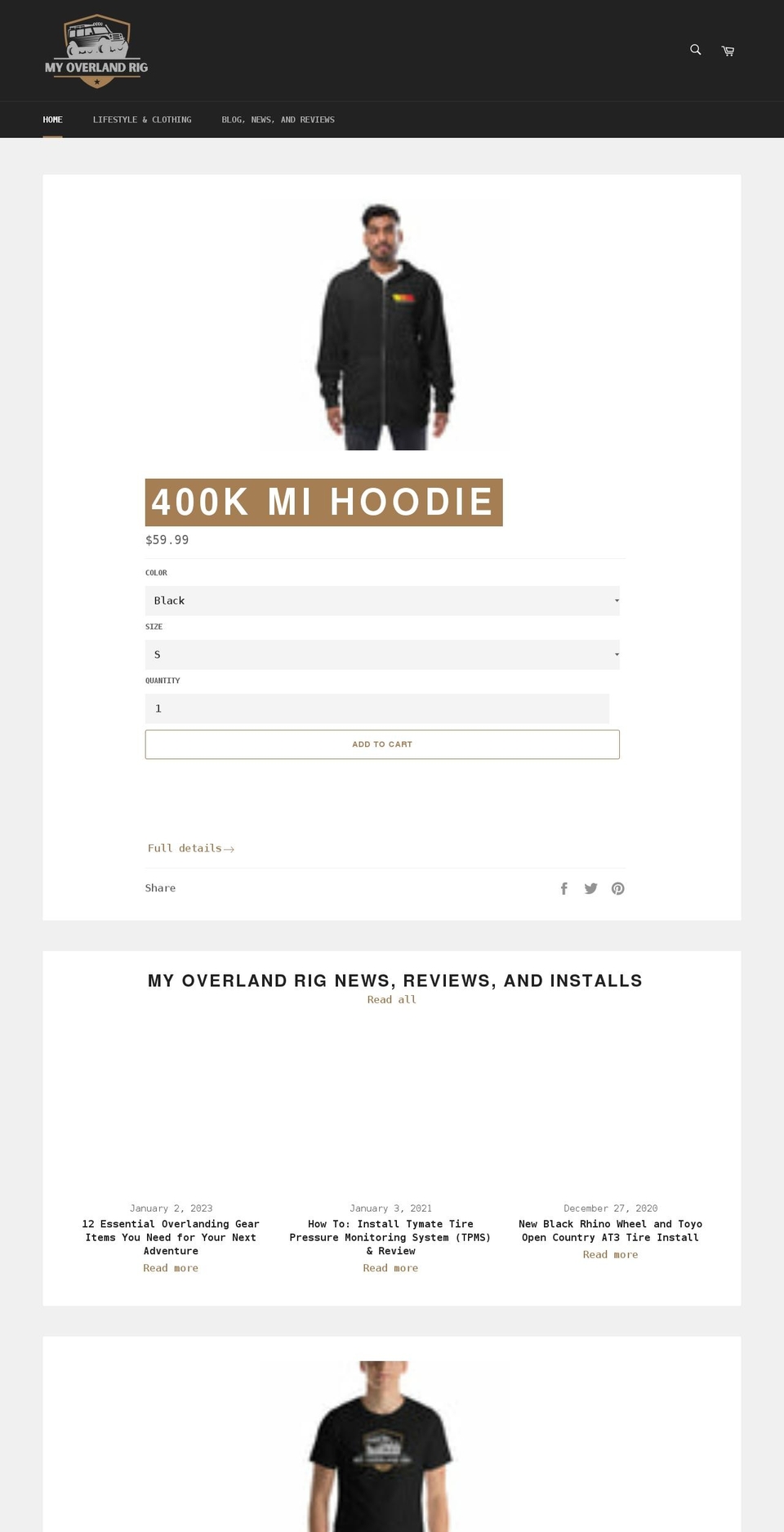 myoverlandrig.com shopify website screenshot