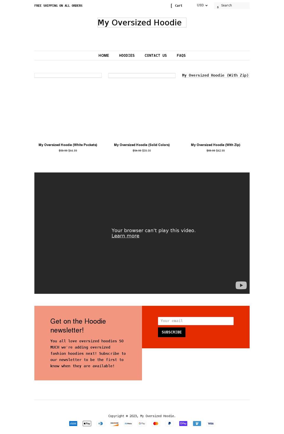 myoversizedhoodie.com shopify website screenshot