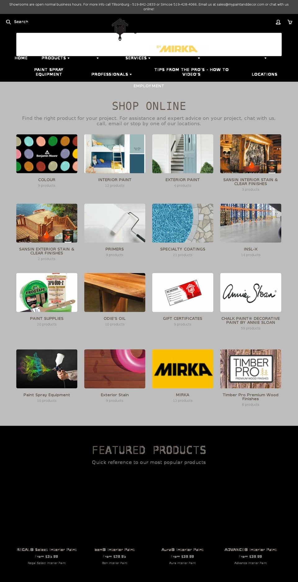 mypaintanddecor.com shopify website screenshot