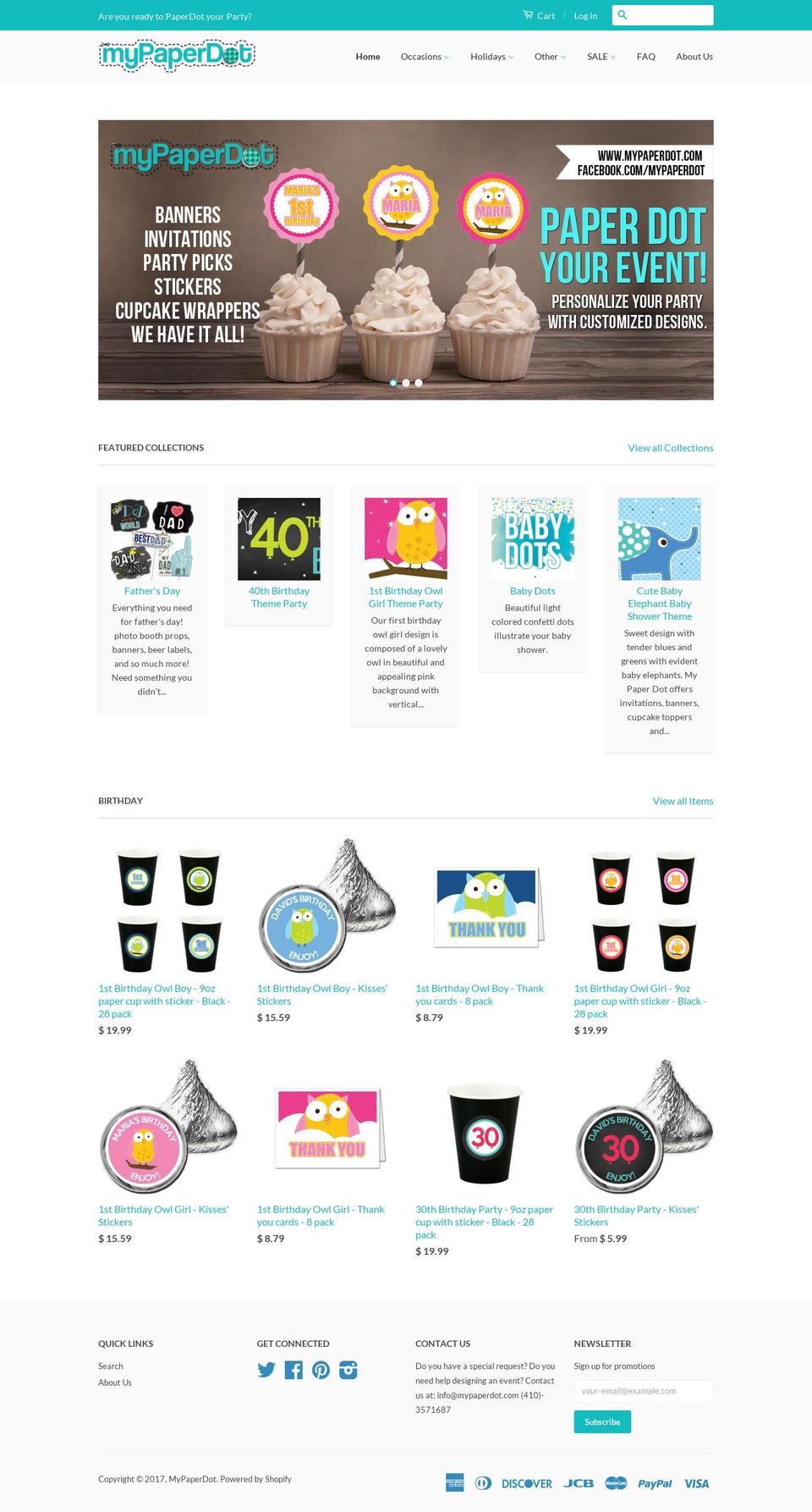 mypaperdot.com shopify website screenshot