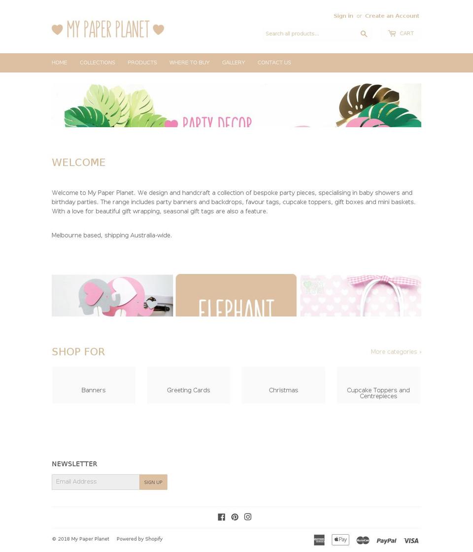 mypaperplanet.com — Shopify storefront screenshot