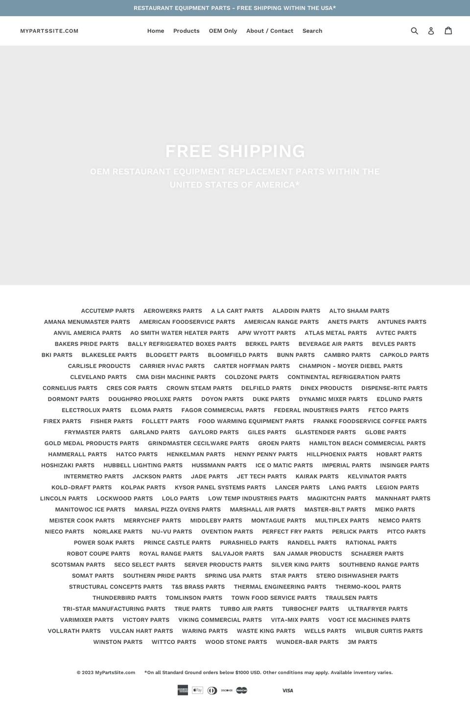 mypartssite.com shopify website screenshot