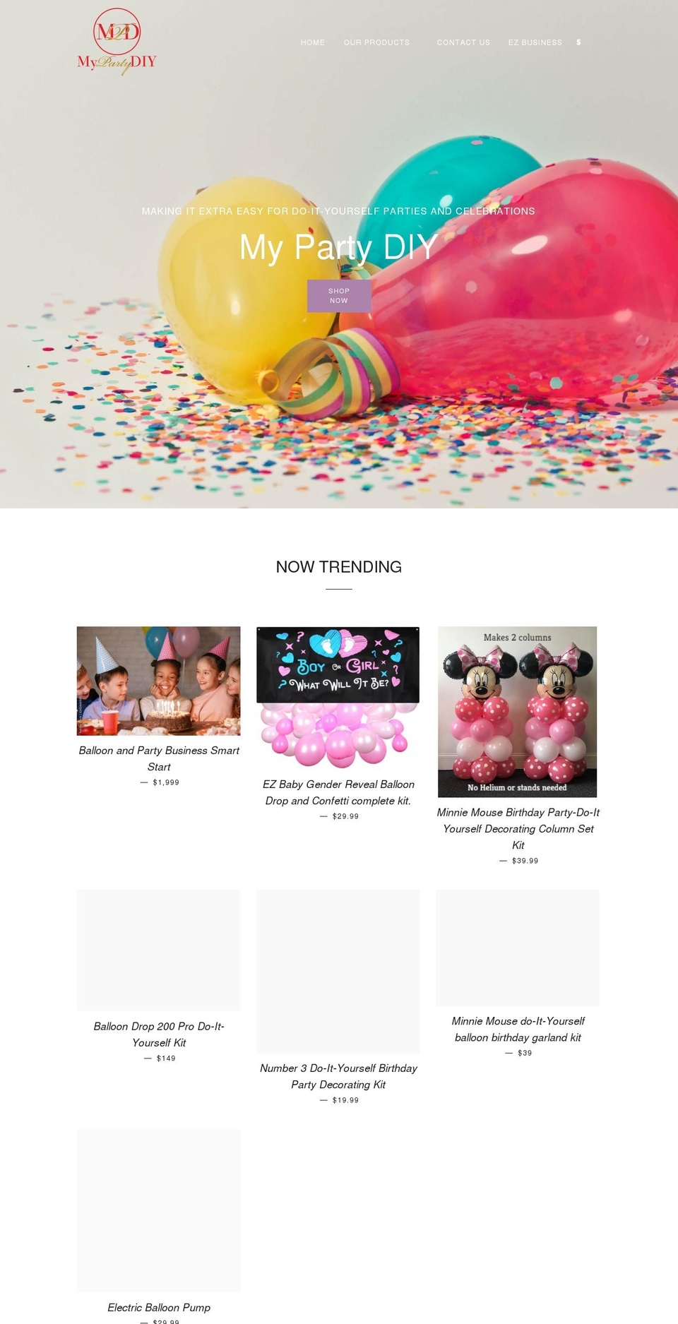 mypartydiy.com shopify website screenshot
