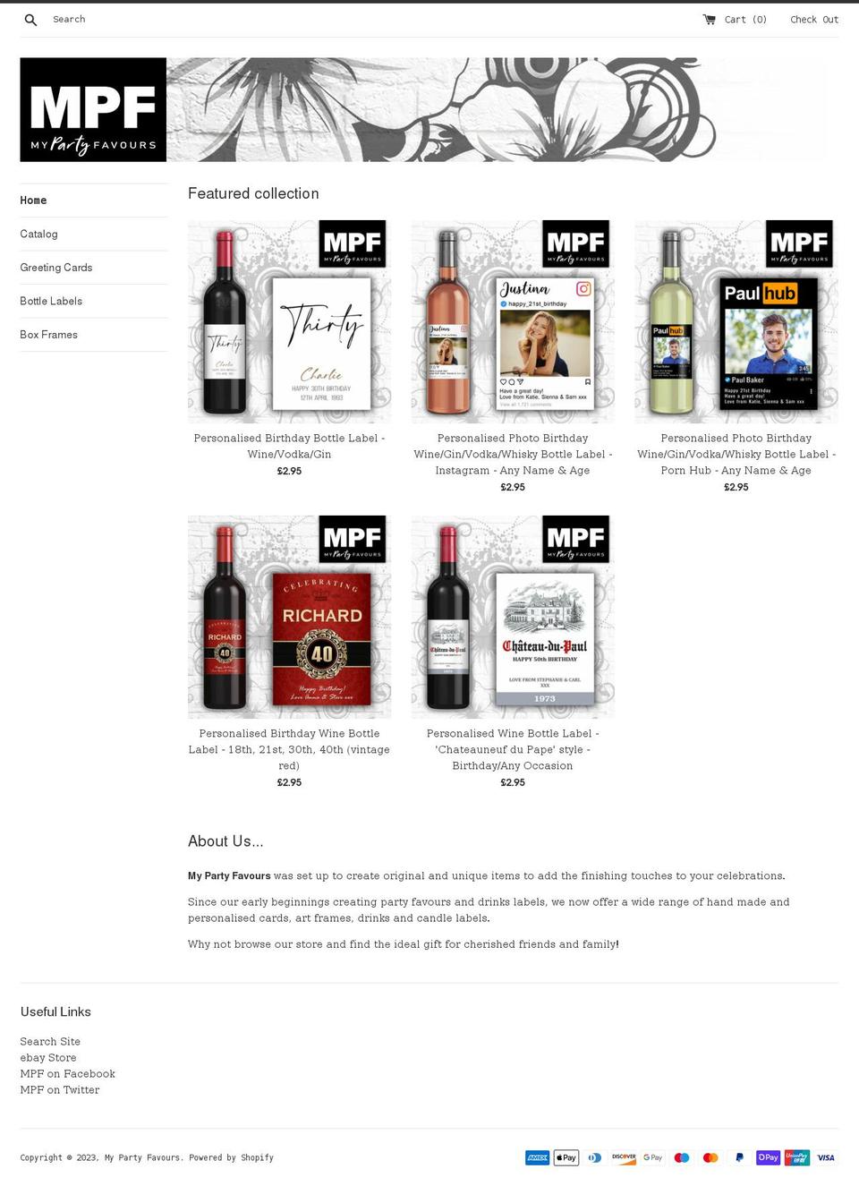 mypartyfavours.com shopify website screenshot