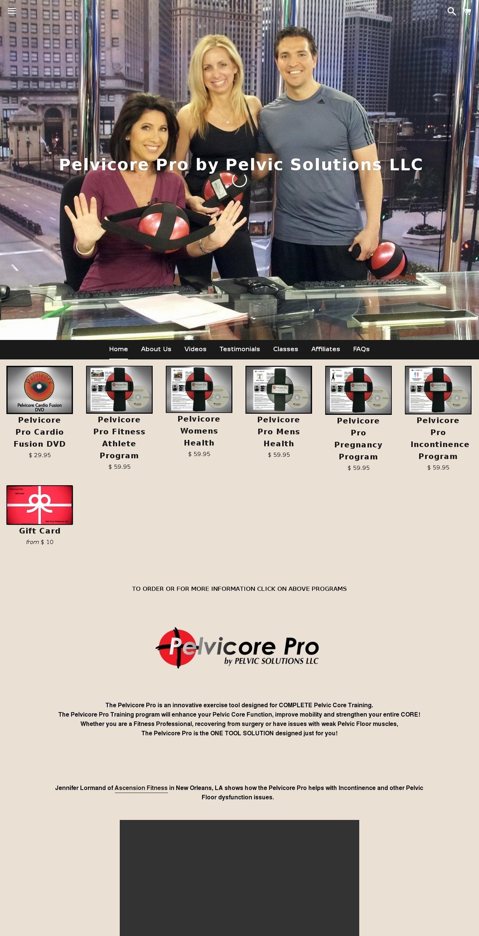 mypelvicorepro.com — Shopify storefront screenshot