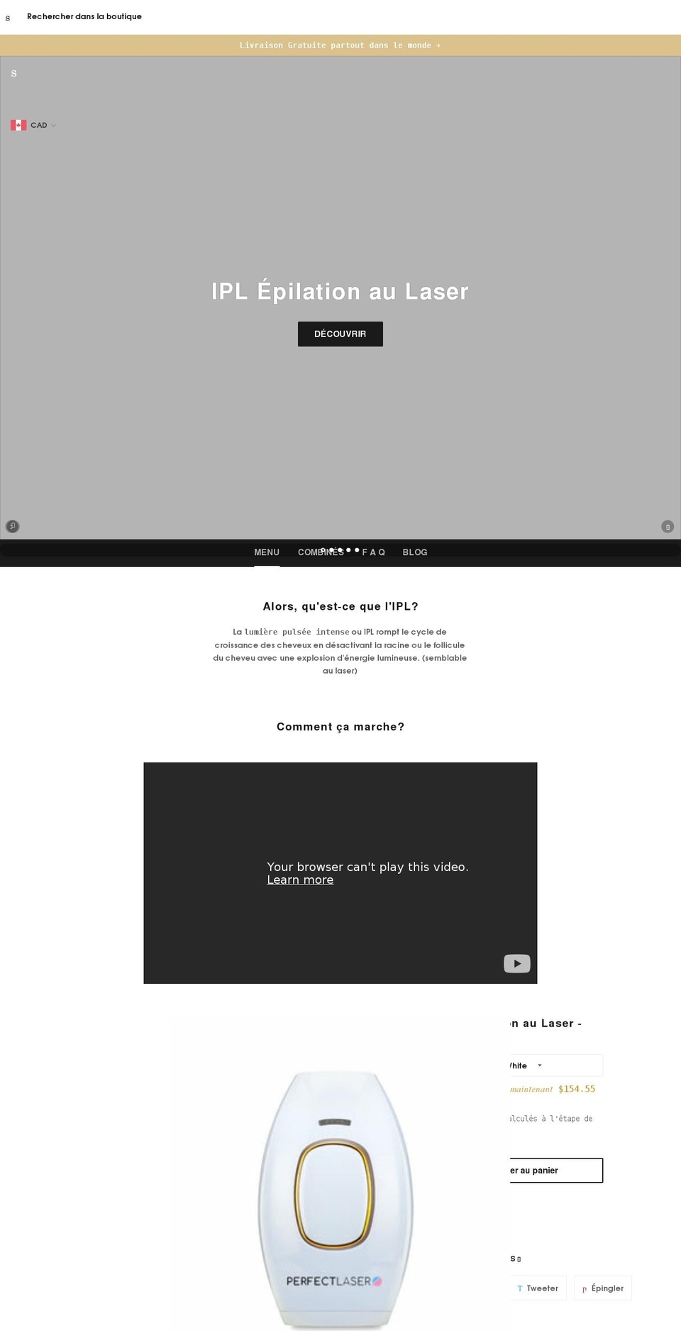 myperfectlaser.ca shopify website screenshot