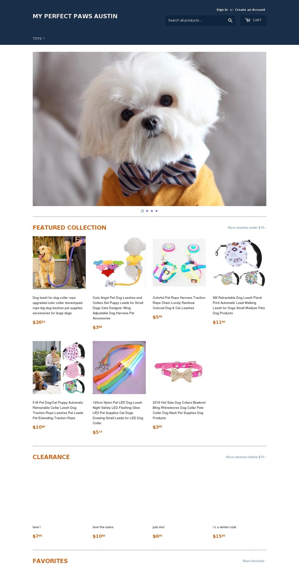 myperfectpaws.com — Shopify storefront screenshot