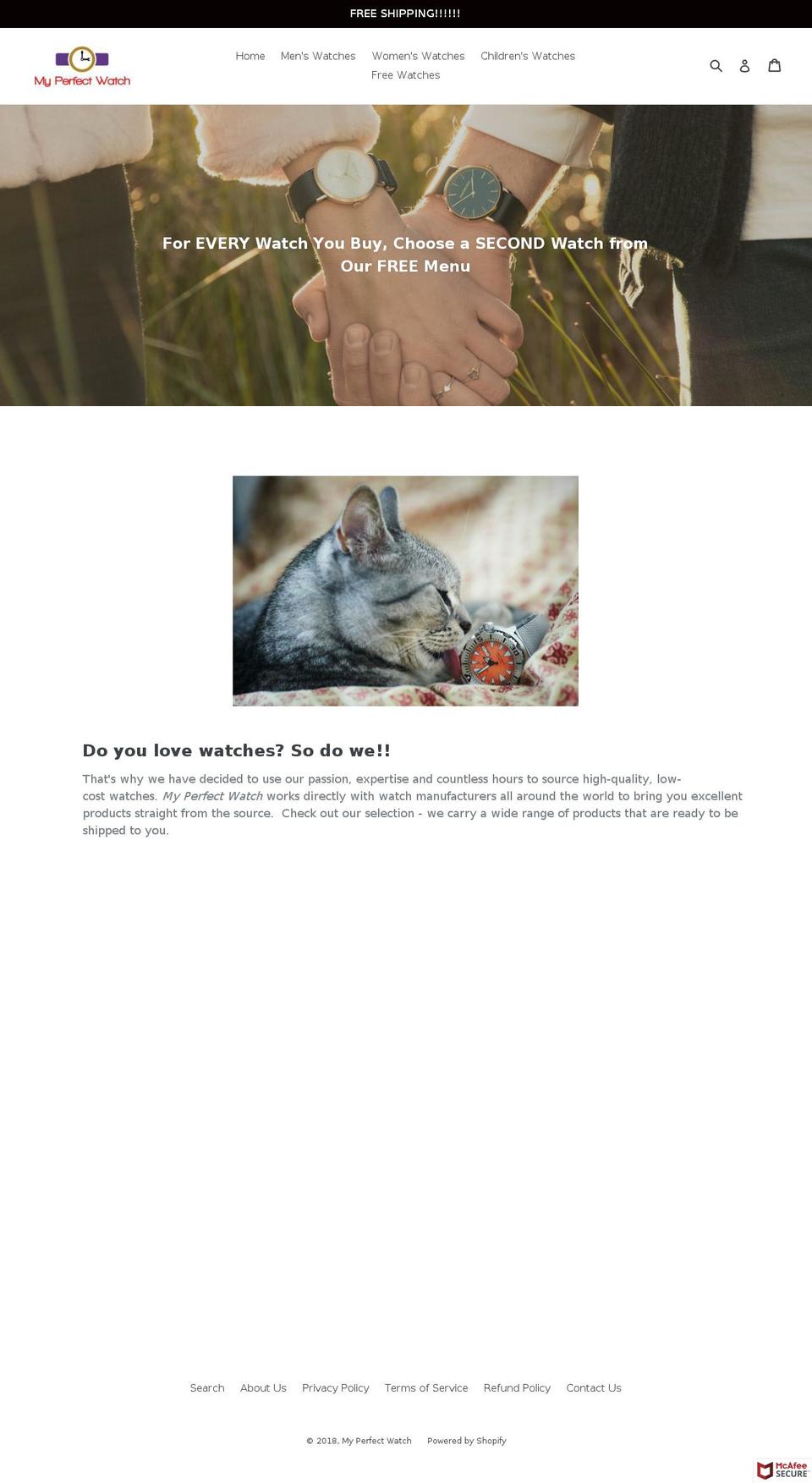 myperfectwatch.com — Shopify storefront screenshot