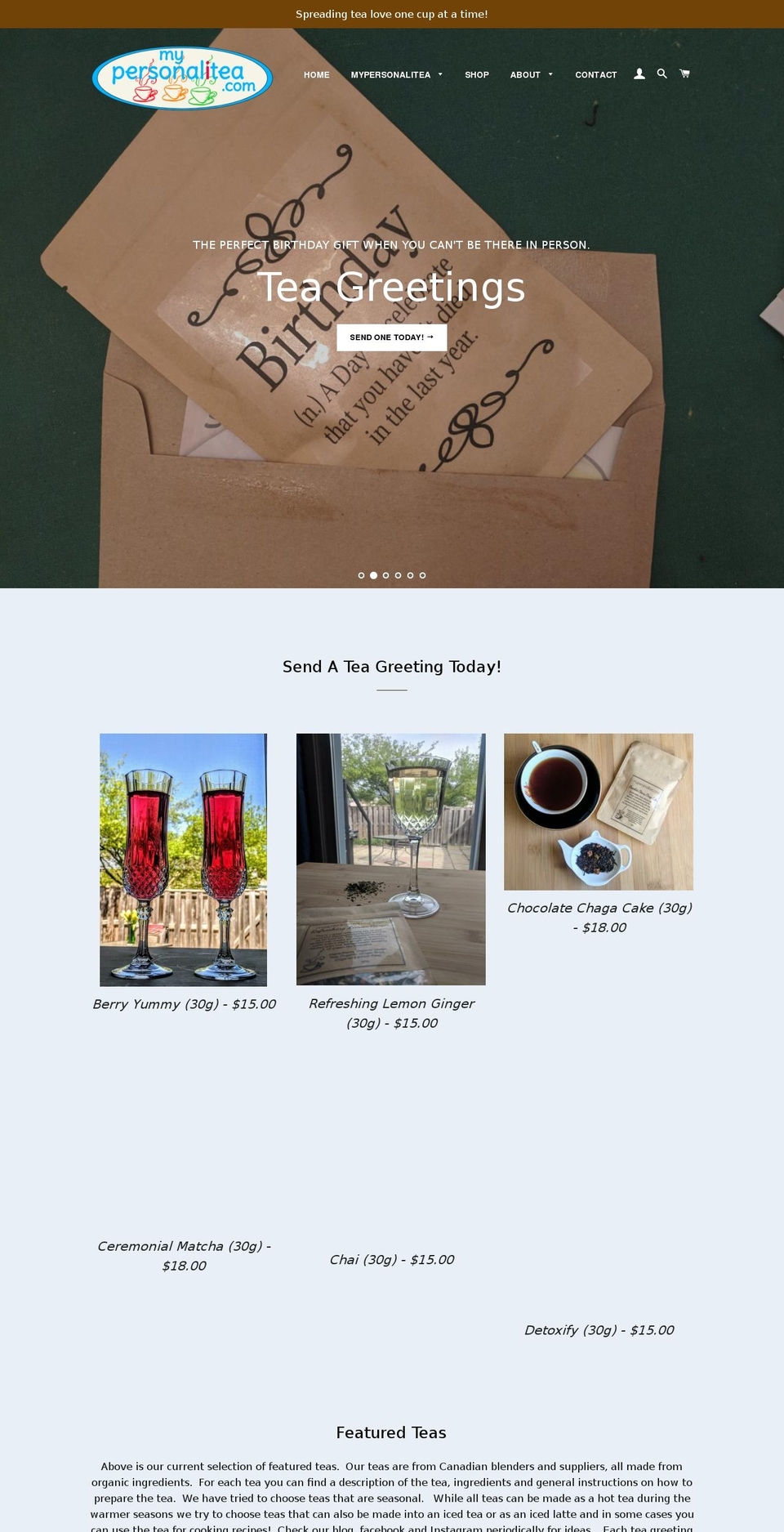 mypersonalitea.com — Shopify storefront screenshot
