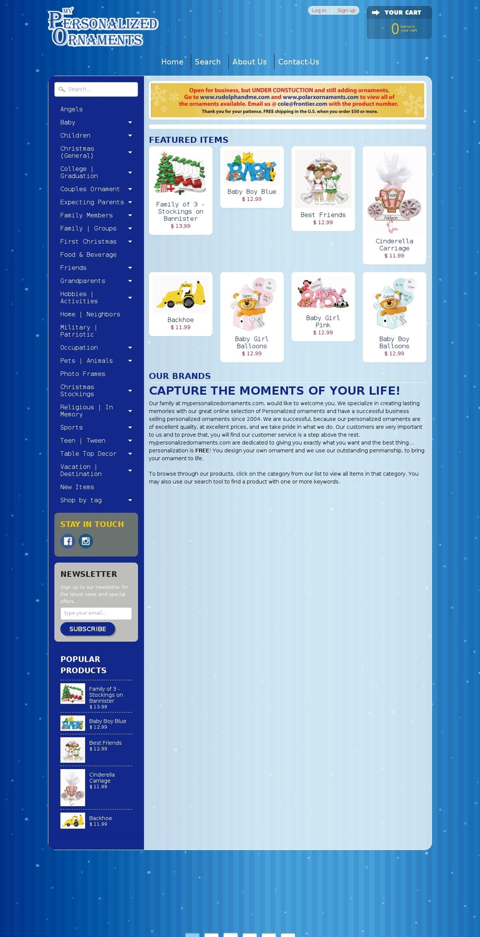 mypersonalizedornaments.com shopify website screenshot