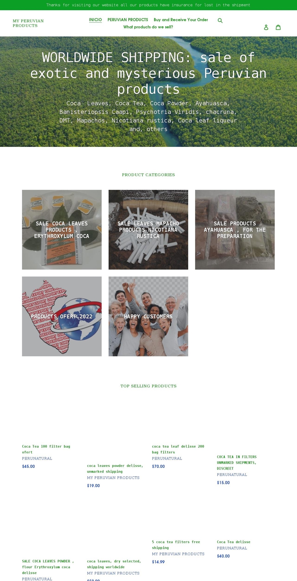 myperuvianproducts.com shopify website screenshot