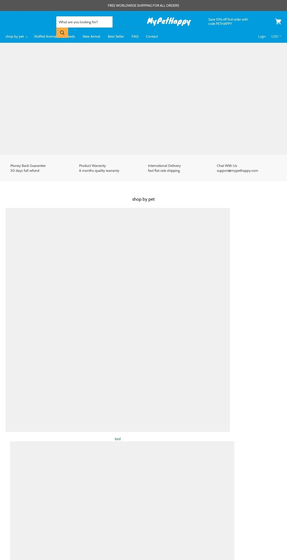 mypethappy.com — Shopify storefront screenshot