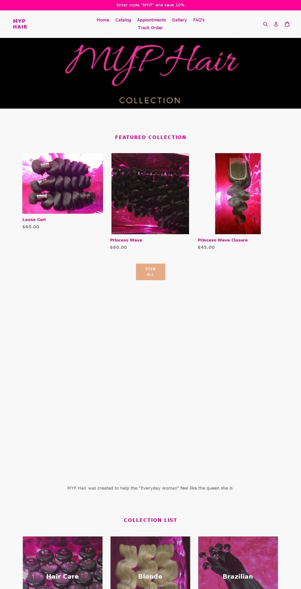 myphair.com shopify website screenshot