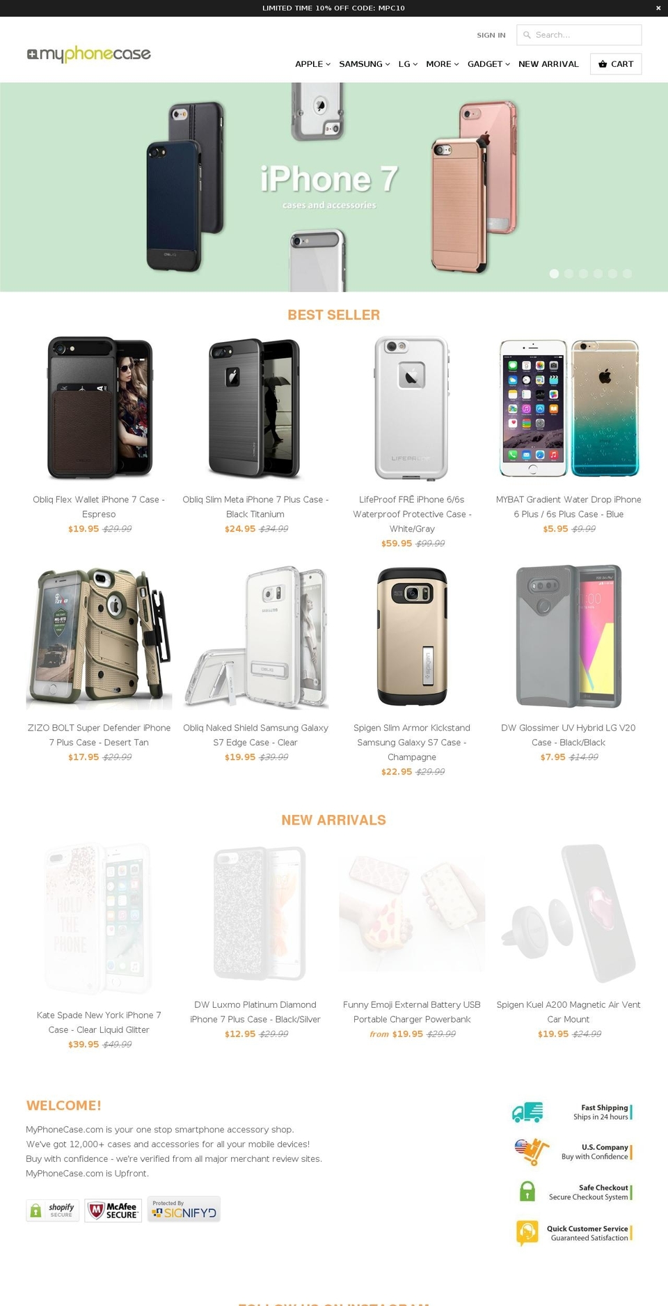 myphonecase.com shopify website screenshot