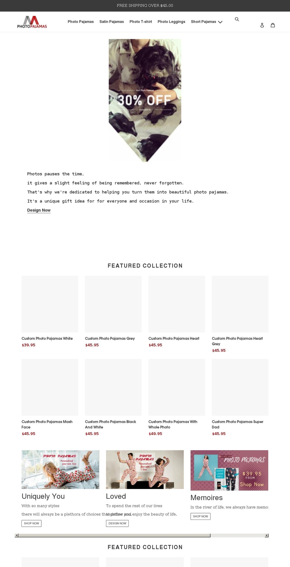myphotopajamas.com shopify website screenshot