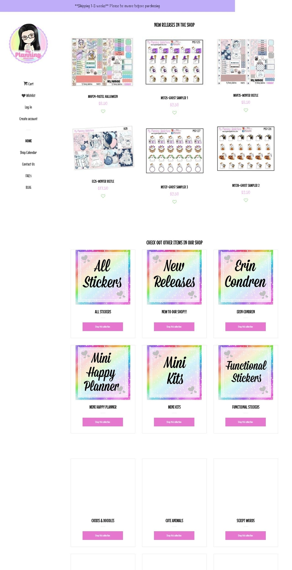 myplanningaddictions.store shopify website screenshot