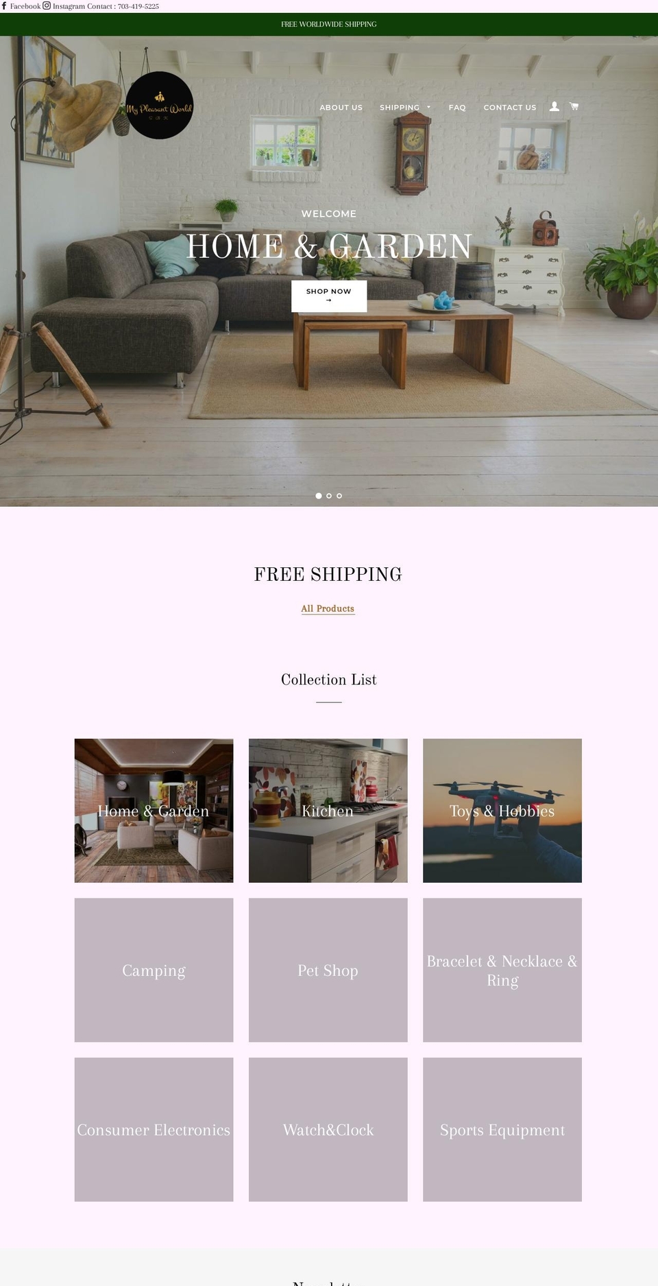 mypleasantworld.com — Shopify storefront screenshot